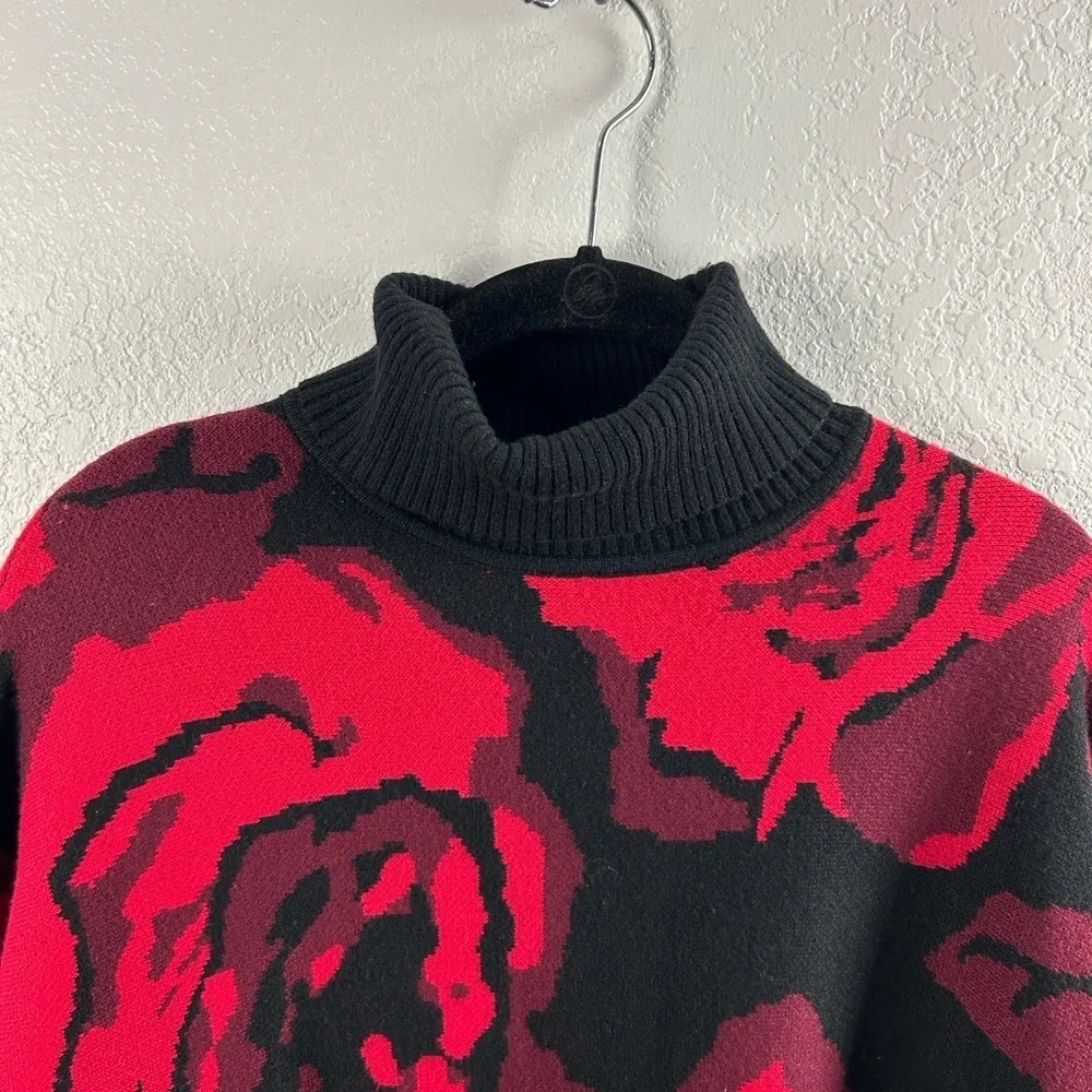 Chico's Women’s Roses Jacquard Pullover Sweater Sz S/M Comfy Cozy Winter Chic